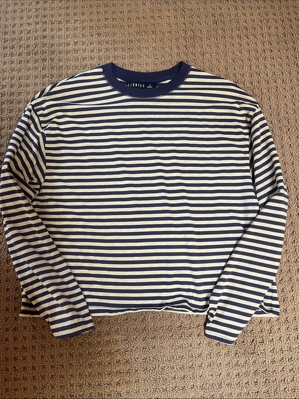 Lioness Bloom Long Sleeve Navy and Beige Stripe - S